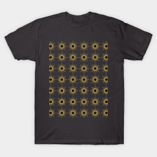 Golden and Black Sun Pattern T-Shirt